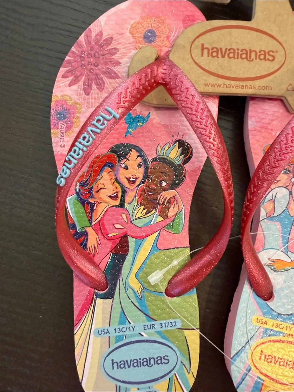 NWT Havaianas Kids Gorgeous Pink Disney Princess Sandals! Size 13/1!